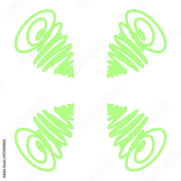 Fototapeta Doodle line art inspired by curly hari and storm illustration icon that can be used for sticker, book, mandala, scrapbook, icon, decorative, etc. with aesthetic colorful green color