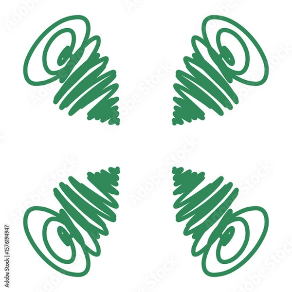 Fototapeta Doodle line art inspired by curly hari and storm illustration icon that can be used for sticker, book, mandala, scrapbook, icon, decorative, etc. with aesthetic colorful green color