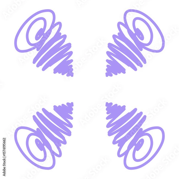 Fototapeta Doodle line art inspired by curly hari and storm illustration icon that can be used for sticker, book, mandala, scrapbook, icon, decorative, etc. with aesthetic colorful purple color