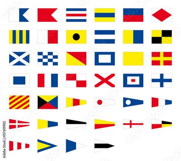 Fototapeta International maritime signal nautical flags, isolated on white background