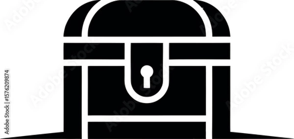 Fototapeta Simple black silhouette of an open treasure chest with a keyhole
