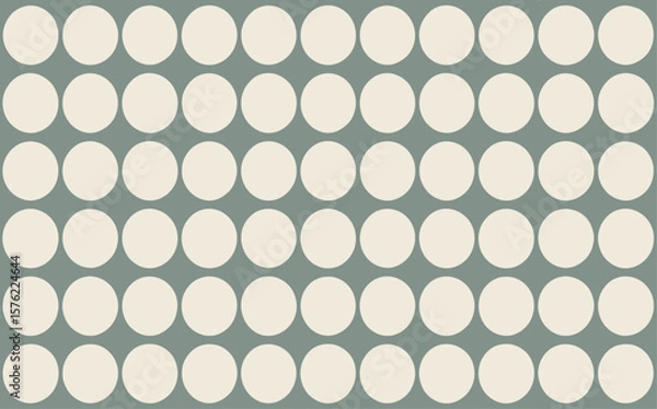 Fototapeta Geometric pattern of large light cream circles on a muted sage green background