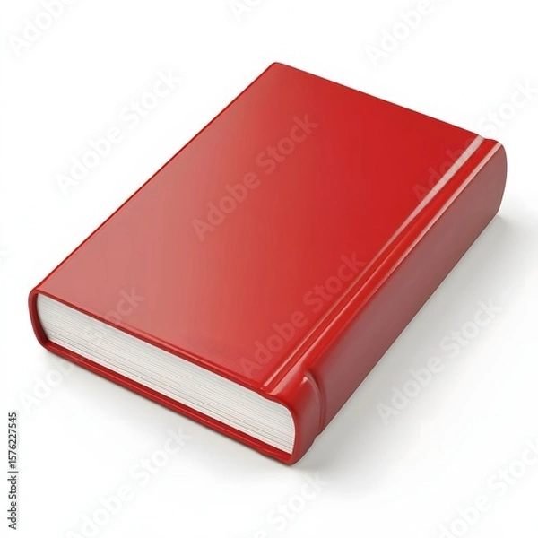 Fototapeta Red book lying flat on a white surface.