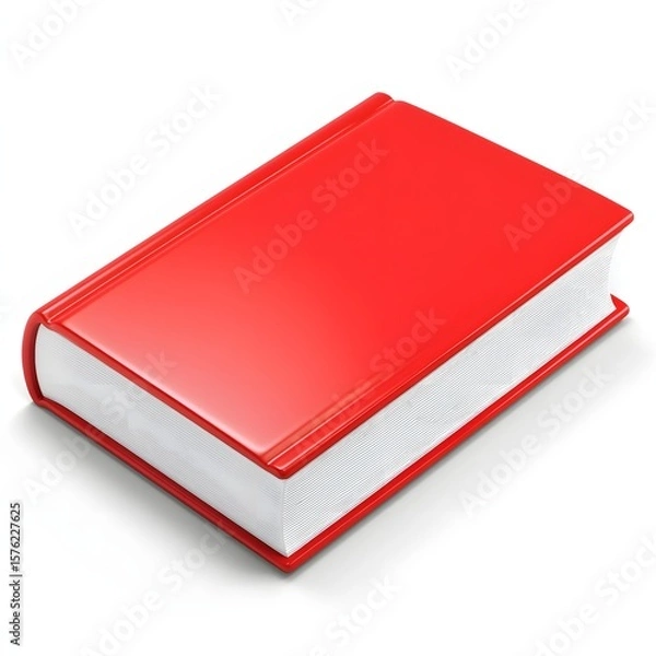 Fototapeta Red book lying on a white background.