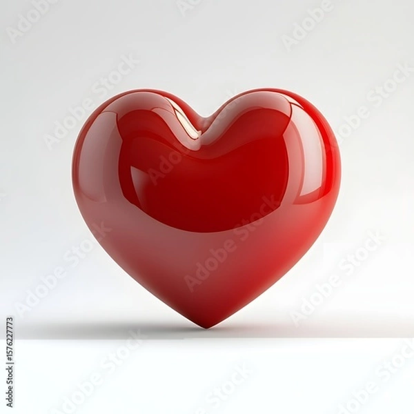 Fototapeta Glossy red heart on a plain background.