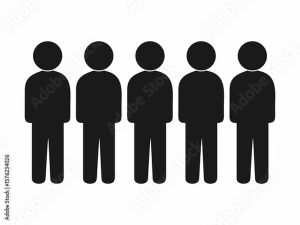 Fototapeta Five Simple Person Icons in a Row