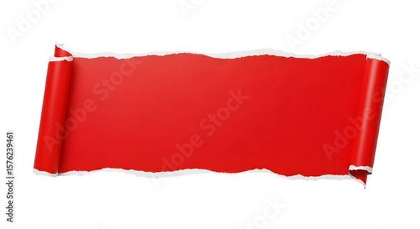 Obraz Ripped red paper roll on black background