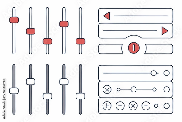Fototapeta vector illustration of a set of icons