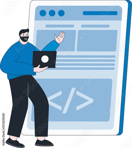 Fototapeta Programmer web landing page design application concept