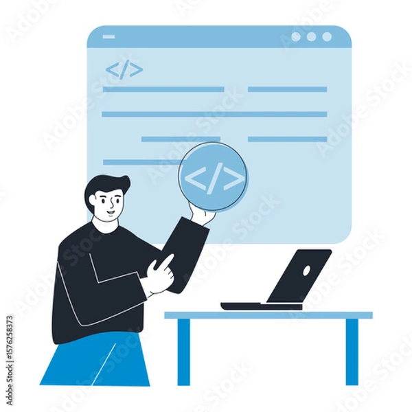 Fototapeta Landing page development abstract concept Product landing page, website development,