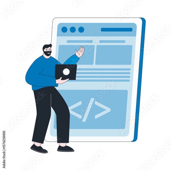 Fototapeta Landing page development abstract concept Product landing page, website development,