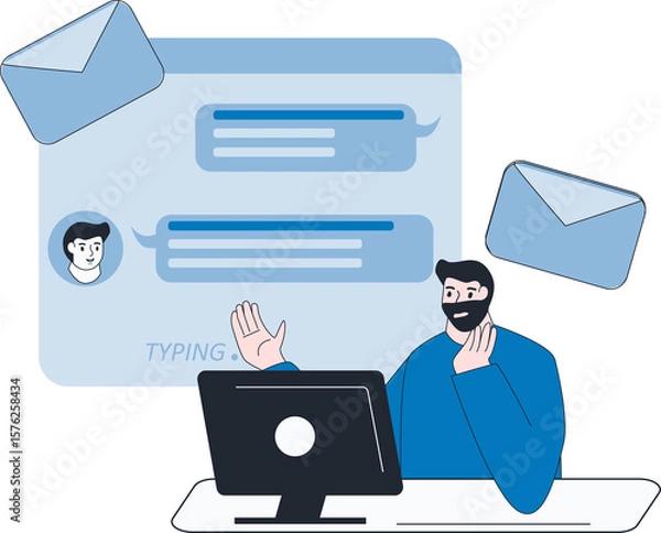 Fototapeta Messaging application web landing page 