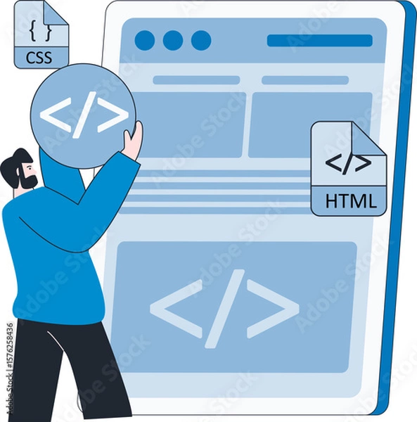 Fototapeta Programmer web landing page design application