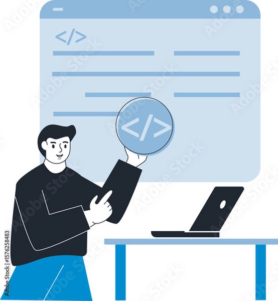 Fototapeta Programmer web landing page design