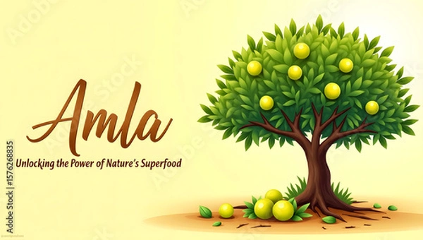 Obraz A serene and vibrant illustration of a lush amla tree