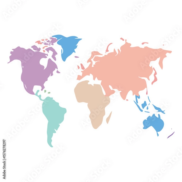 Obraz World map design with soft pastel gradient fill ideal for advertising and banners