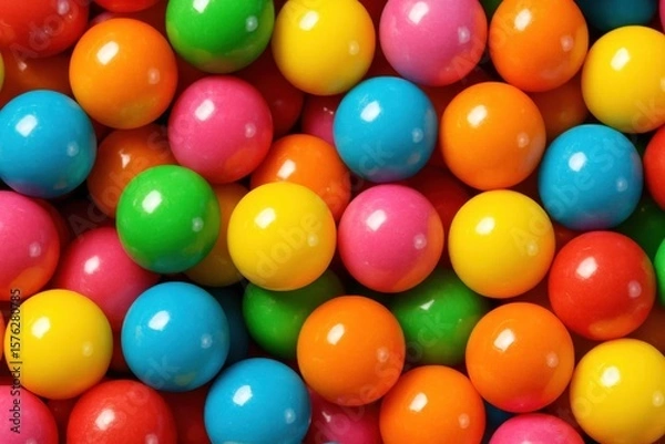 Fototapeta A vibrant array of candy balls in a sea of color