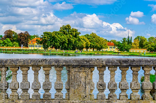 Obraz Summer riverside view from the old bridge 