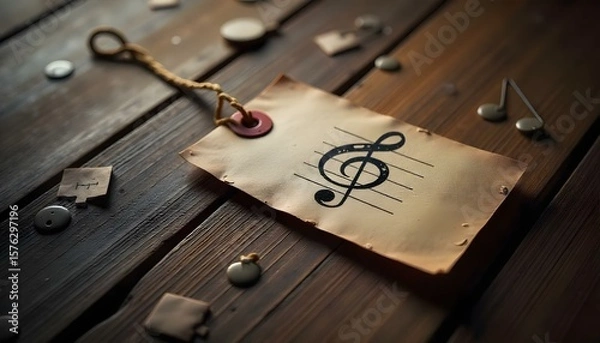 Obraz Music notes icon, sharp and natural signs. Key Cartoon Vector illustration.