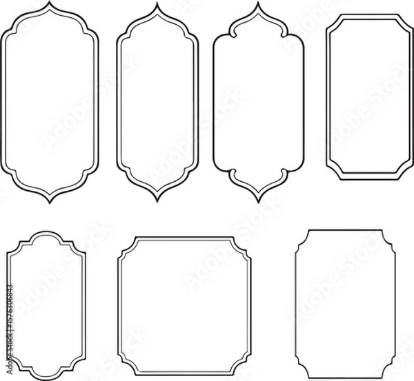 Fototapeta Label Frame Vector Set – Blank Vintage Border Templates for Tags, Cards, and Crafts