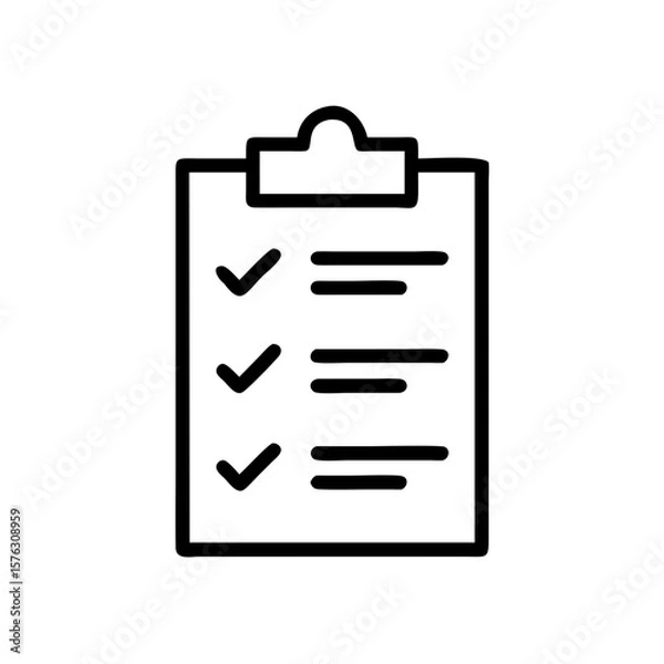 Fototapeta A clipboard with checkmarks is displayed isolated on white background