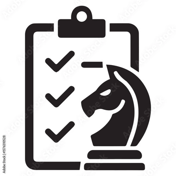 Fototapeta Task Checklist with Strategy Icon – Chess Knight Outline
