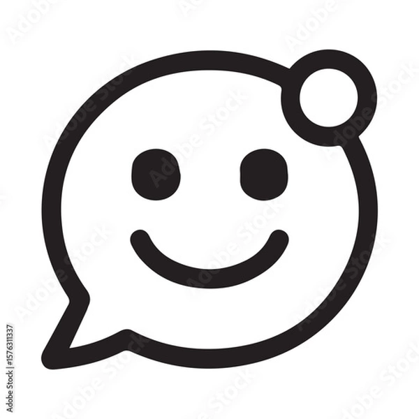Fototapeta Smiley Face Chat Bubble with Notification Icon – Line Style