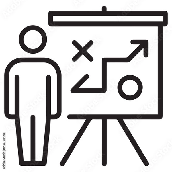 Fototapeta Strategy Presentation Icon with Business Plan Elements