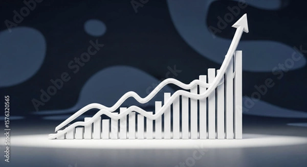 Obraz Rising White Graph Bars Showing Continuous Growth