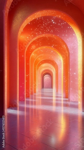 Obraz Walking Through Arches with Glowing Stars and Reflections
