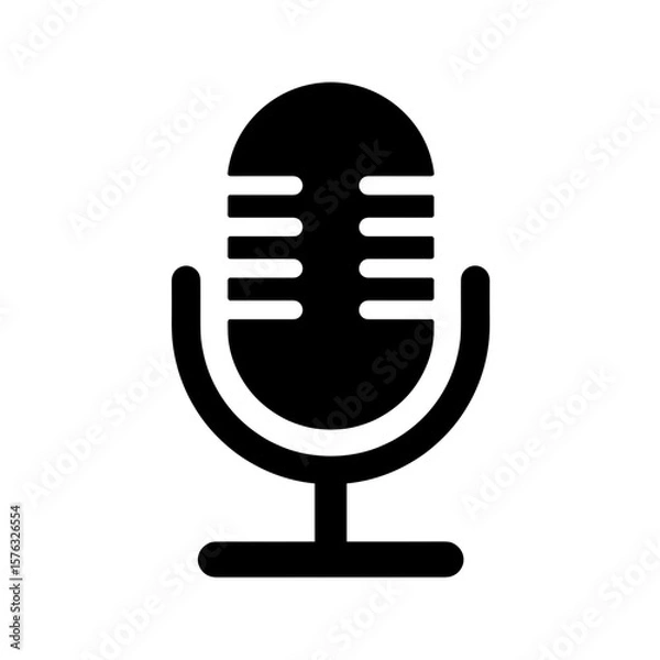 Obraz Black microphone icon on white background  