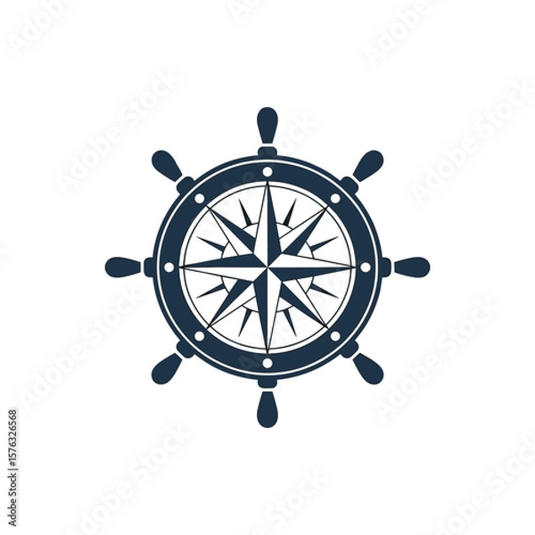Fototapeta Navigational Compass Rose: A classic emblem of exploration and direction, featuring a nautical compass rose at the center, signifying guidance, journey, and the allure of discovery. 