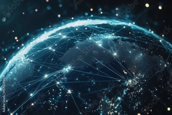 Obraz Glowing digital earth network connections globe