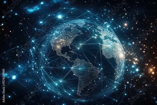 Obraz Glowing Earth Network Connections globe digital