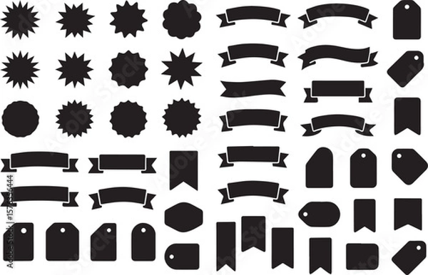 Fototapeta 
Set of vintage label and badges shape collections. Vector illustration. Black template for patch, insignias, overlay. Safety and security.
