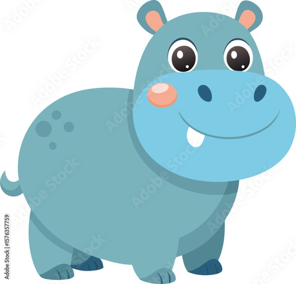 Obraz Cute Cartoon Hippo Vector Illustration