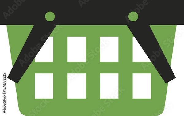 Fototapeta supermarket shopping basket icon flat styte empty basket grocery