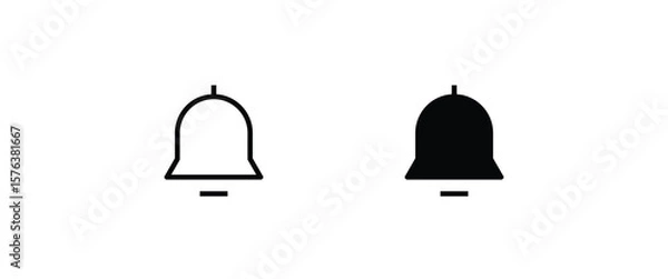 Fototapeta Message notification bell incoming inbox message, ringing, Alarm, service, handbell Firefighter call icons button, vector, sign, symbol, logo, illustration, editable stroke and flat design isolated