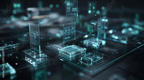 Fototapeta Futuristic Server Network – Digital Architecture Visualization