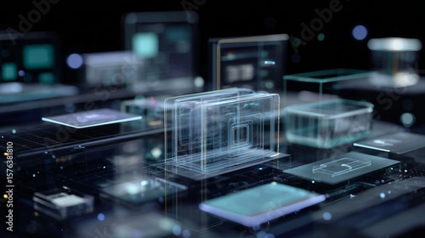 Fototapeta Abstract UI Holograms – Digital Interface Design

