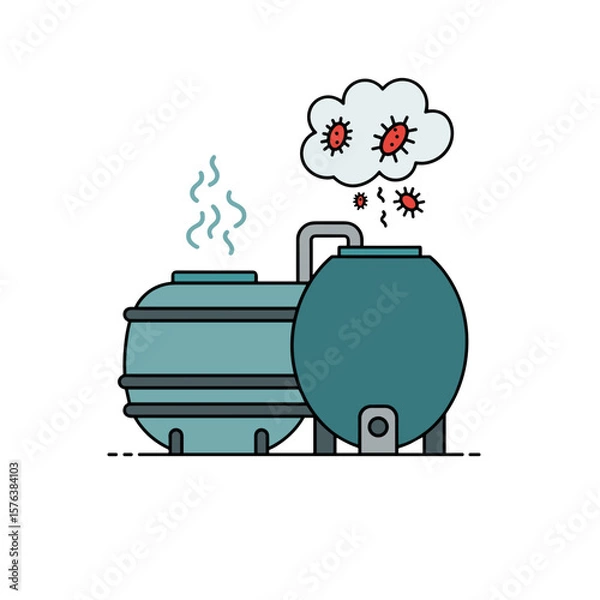 Obraz Septic Tank Odor & Bacteria Warning Icon