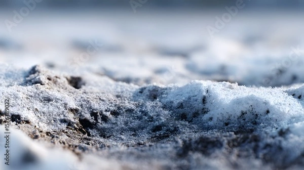 Fototapeta High Resolution Macro Imaging of Compacted Dirty Snow Featuring Irregular and Rough Textural Patterns in Stunning Clarity