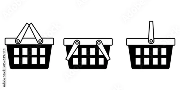 Fototapeta Set solid icon empty shopping basket for grocery