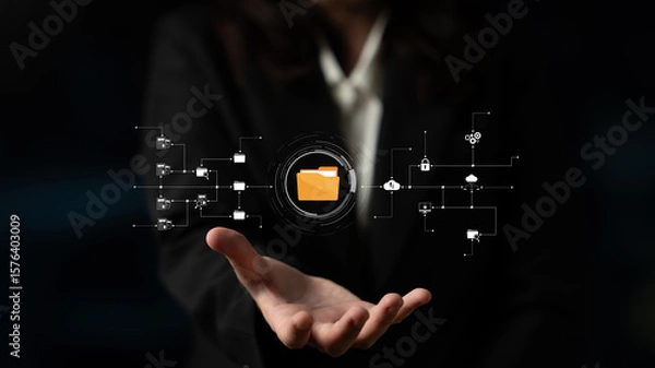 Fototapeta Digital folder systems enhance file organization, secure cloud access, and structured document workflows for improved productivity. Latch