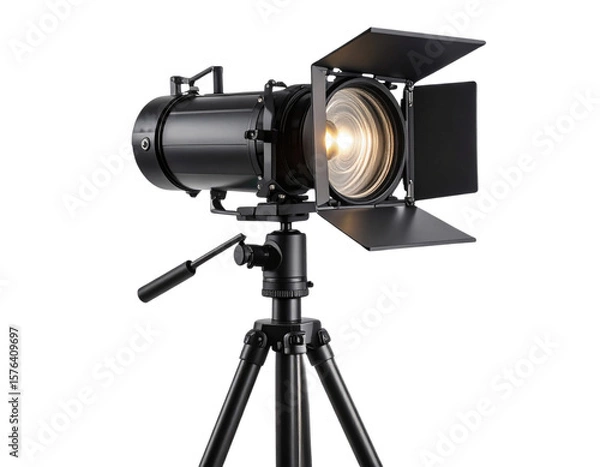 Fototapeta Studio Spotlight on Tripod Stand with Soft Diffused Glow, Side Angle.