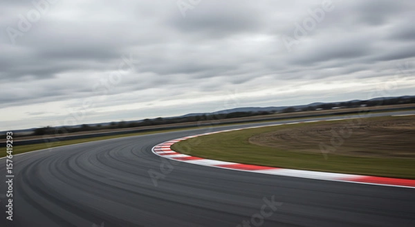 Obraz Racing Track Curve Under Cloudy Sky