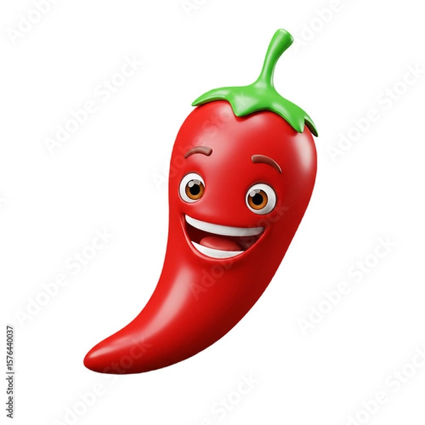Fototapeta Cheerful Cartoon Chili Pepper Vibrant 3D Render