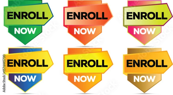Obraz Enroll Now Buttons and Banners Vector Set