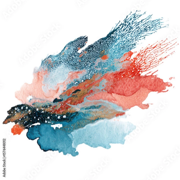 Obraz Splash of paint with blue, red and white colors