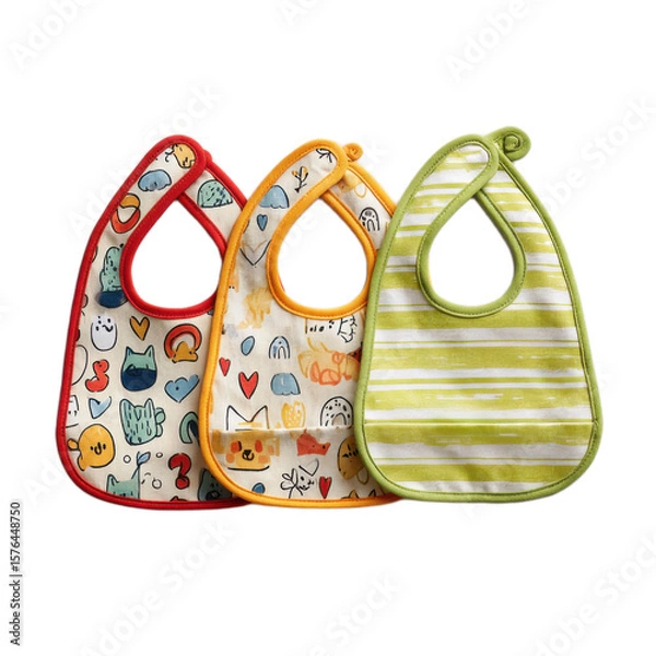 Obraz Three baby bibs with different patterns and colors